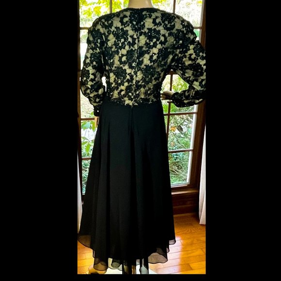 ▪️VTG▪️BRILLIANTE BY J.A.▪️ Bead & Sequin Lace Pleated Chiffon Evening Dress - Picture 2 of 12